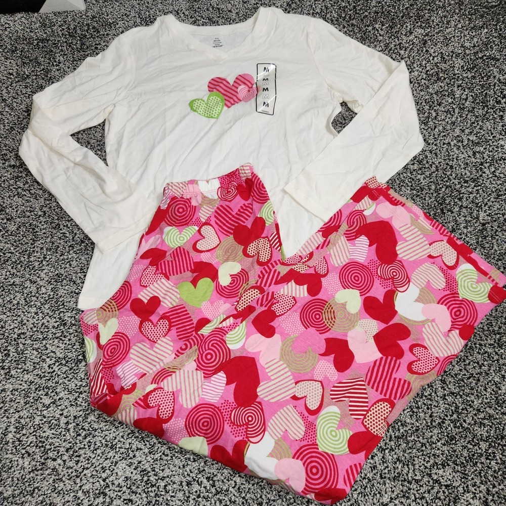 Vtg Joe Boxer Pajama Set Long Sleeve And Pants,Hearts Valentines Day Women M 90s